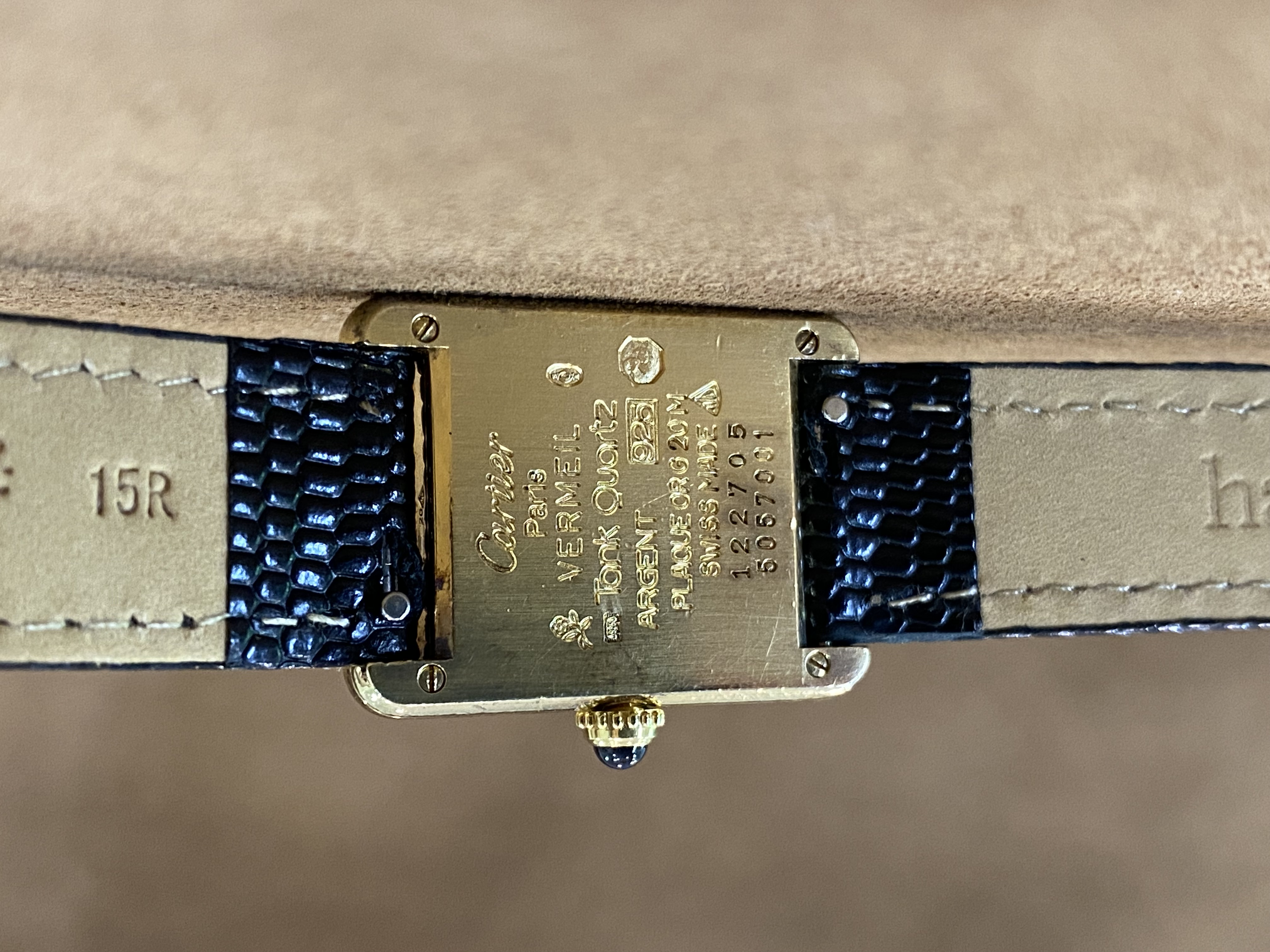 Cartier Tank Must Vermeil tridor dial black lizard strap