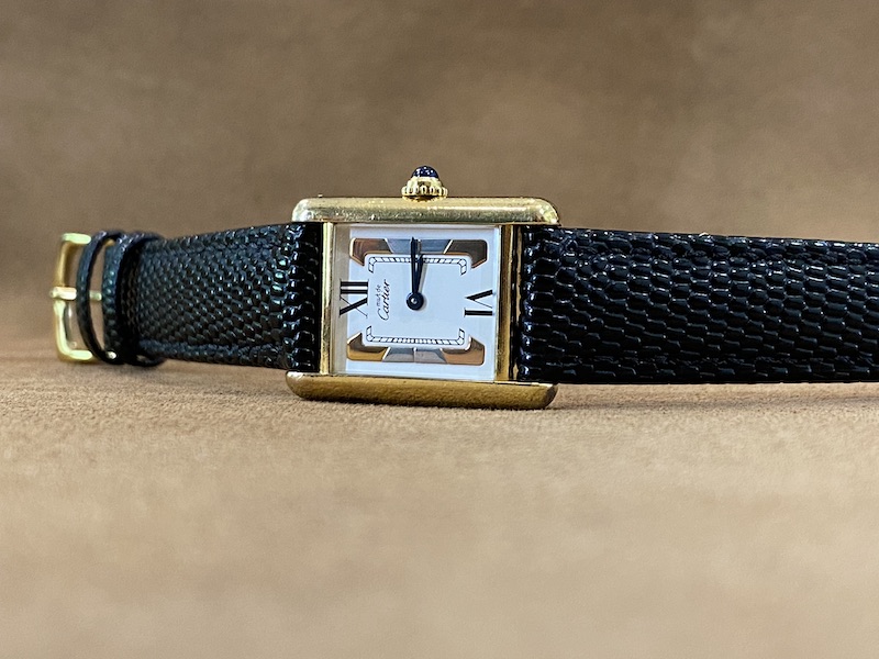 Cartier Tank Must Vermeil tridor dial black lizard strap