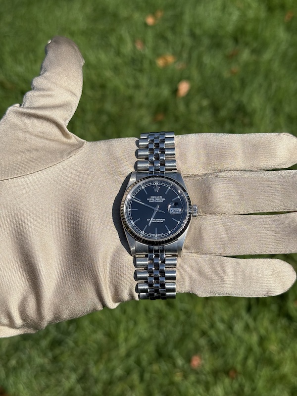Rolex Datejust 36 ref 16234 black stick dial 1997